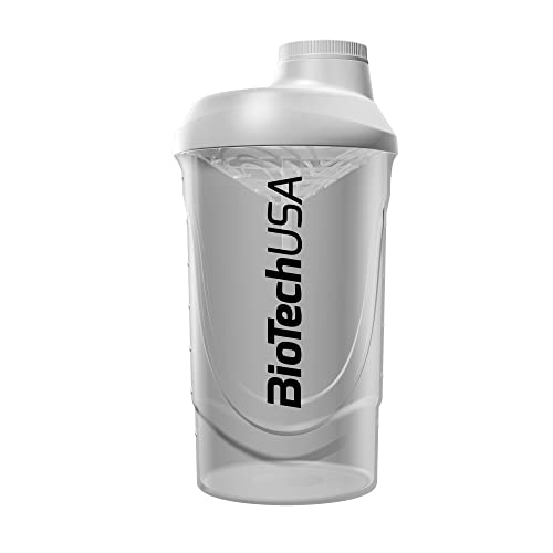 BioTechUSA Wave Shaker | Bouteille shaker | 100% étanche | Mélange amélioré | Durable et sûr | Sans BPA, 600 ml, Transparent