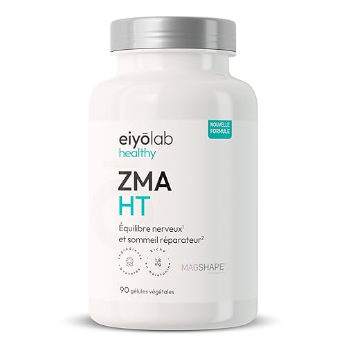 ZMA HT | Zinc Bisglycinate + Magnésium + Mélatonine | Dosage Optimal | Facilite l’endormissement et la Récupération Musculaire | 90 Gélules | Fabriqué en France | Eiyolab