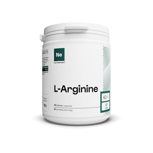 L-Arginine Extra-Pure japonais BioKyowa • Pre workout • Sans OGM • Pour la congestion, la force, et l'endurance | Nutrielement by Nutrimuscle | 120 Gélules