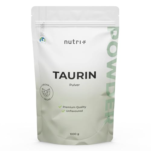 nutri+ Poudre de Taurine 1 kg - hautement dosée - végétale par fermentation - pure Taurine Powder 1000 g - Vegan - Neutre - naturellement sans additif - Qualité Premium
