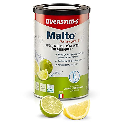 OVERSTIM.s - Malto Antioxydant (450 g) - Boisson de recharge énergétique pour le sport - Augmentation des réserves énergétiques - Amélioration de la résistance et de l'endurance - Citron-Citron vert
