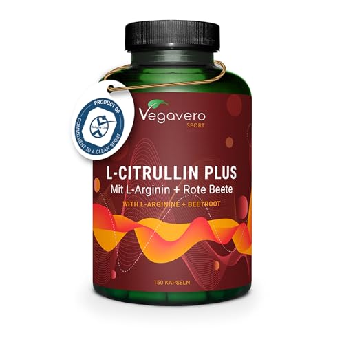 L-Citrulline Malate Vegavero® | Avec L-Arginine + Betterave (Bétaïne) | 100% NATUREL & Sans Additifs | PREMIUM: AMINOFERMENT® | Pre Workout + Musculation | 150 Gélules | VEGAN