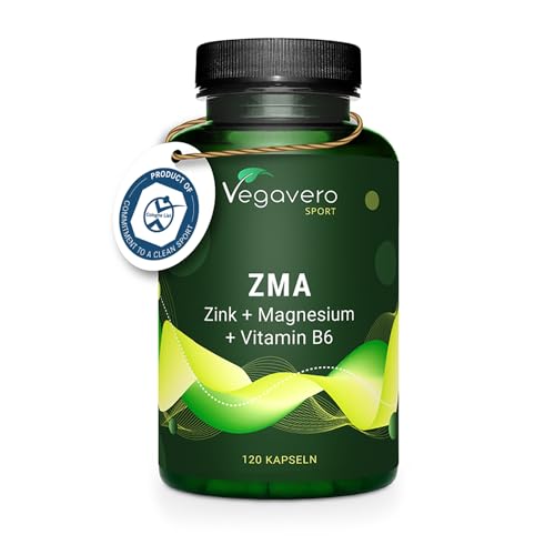 ZMA Vegavero® | Sans Additifs & VEGAN | Avec Zinc + Magnésium Naturel + Vitamine B6 | Qualité Supérieure : Avec Aquamin™ Mg | Aspartate de Zinc | Musculation & Sommeil | 120 Gélules