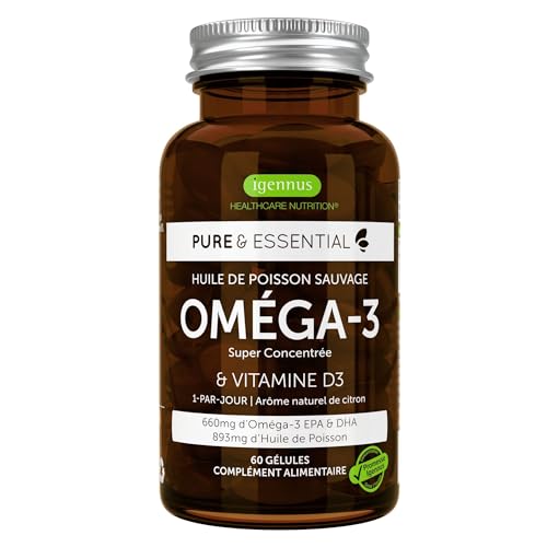 Oméga-3 EPAX Super Concentré & Vitamine D3, 660 mg EPA & DHA par gélule, Huile de Poisson Sauvage Ultra Pure, 1-par-jour, 60 gélules – par Igennus