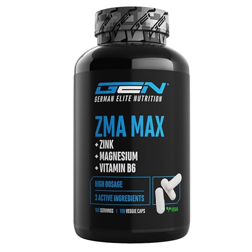 ZMA MAX - 180 Capsules - Dose Extra Haute - Zinc + Magnésium + Vitamine B6 - Premium : Avec 3 Composés de Magnésium - Vegan