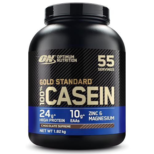 Optimum Nutrition Gold Standard 100% caséine protéine en poudre avec zinc, magnésium et acides aminés, favorise croissance & réparation musculaire la nuit, saveur Suprême Chocolat, 55 doses, 1,82 kg