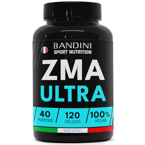 Bandini® ZMA ULTRA | Complexe Zinc + Magnésium Naturel + Vitamine B6 | 120 Gélules | Complément avec Dosage Optimal | Facilite la prise de Masse et la Récupération Musculaire | Sans Additifs et OGM