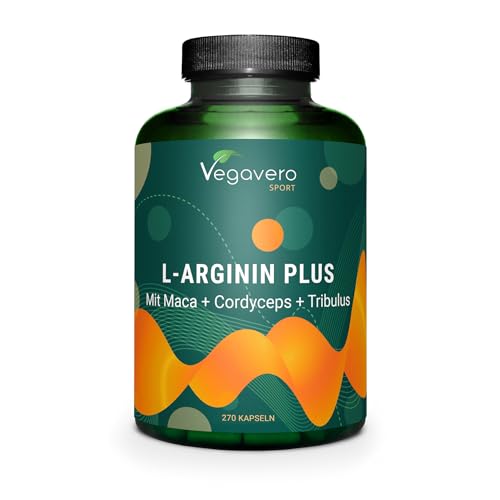 Maca + L-Arginine Booster | Avec Tribulus & Zinc | 270 Gélules | Musculation + Endurance | VEGAN & Sans Additifs | Vegavero®