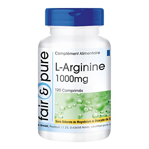 Fair & Pure® - L-Arginine 1000mg - hautement dosé - avec 3750mg de L-Arginine par dose journalière - 120 comprimés