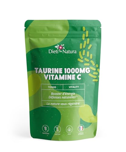 DIETI NATURA - Taurine Et Vitamine C - Anti-Fatigue - Energie Booster - Soutien Des Défenses Naturelles - Sans OGM & Sans Gluten - Vegan - Fabriqué En France - 120 Gélules