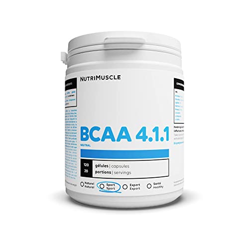 BCAA 4.1.1 Pré-workout | Booster puissant • Surdosé en Leucine • Sans OGM • Complément alimentaire • Musculation & Fitness | Nutrimuscle | 120 Gélules