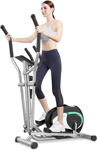 Vélo elliptique Crosstrainer avec Fitness à 8 Niveaux de Résistance Elliptique Ecran LCD, Poids d'inertie de 4 KG, Porte Tablette