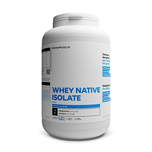 Isolat De Whey Native Low Lactose| Jusqu'à 90% de protéines • Lait français • Prise de Muscle • Musculation & Fitness | Nutrimuscle | Nature - 1,5kg