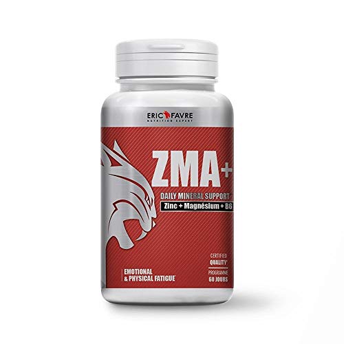 ZMA + - Complément Hautement dosé en Zinc Magnésium et Vitamine B6 - Métabolisme Energétique, Synthèse Protéique, Taux de Testostérone- Programme 60J - Laboratoire Français Eric Favre