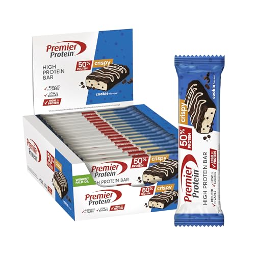 Premier Protein High Protein Bar Crispy Cookie 16x40g - Haute teneur en protéines + Sans huile de palme