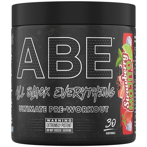 Applied Nutrition ABE Pré-Entraînement - All Black Everything Poudre Pre Workout à Base de Citrulline, de Créatine et de Bêta-Alanine, Énergie (375 g (Lot de 1), Strawberry Mojito)