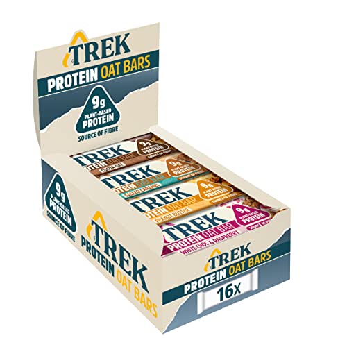 TREK Barres d'Avoine Protéinées | Paquet Assortiment | Végétal | Sans Gluten | Vegan | 16 x 50g Barres | 800g