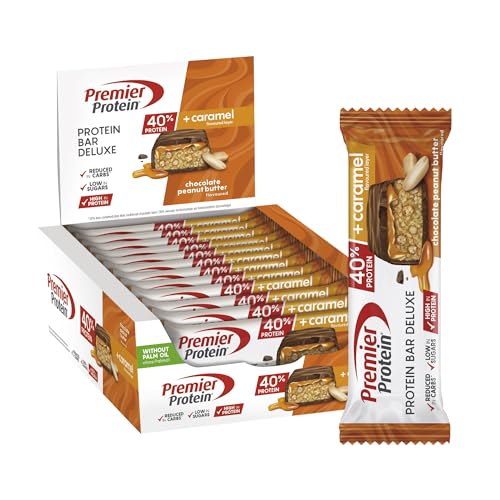 Premier Protein Bar Deluxe Chocolate Peanut Butter 12x50g - Haute teneur en protéines + Hydrates de carbone réduits + Sans huile de palme