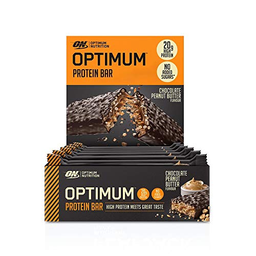 OPTIMUM NUTRITION OPTIMUM NUTRITION - OPTIMUM PROTEIN BAR Chocolat & Beurre de Cacahuètes 10x62g Barres Protéinées avec Whey Isolate Sans sucres ajoutés